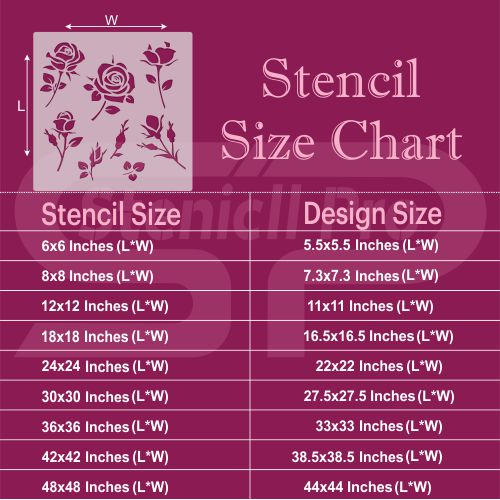 Rose Flower Stencil for Wall, Floor, Fabric, and Furniture - undefined