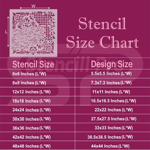 English Script Mixed Pattern Stencil for painting - Stencil Arts