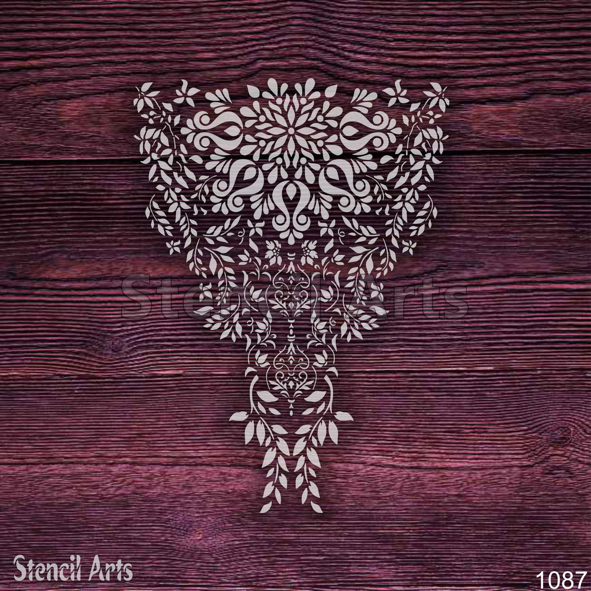 Vintage Floral Edge Stencil – Large Botanical Motif & Border Template