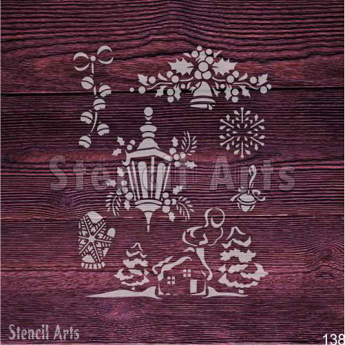 Sanat, Scrapbooking ve Boyama için Çok Amaçlı Noel Şablonu