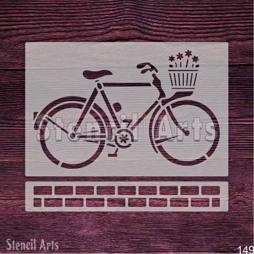 Bicycle and Brick Wall DIY Decorative Stencil for Home Decor & Card Templates