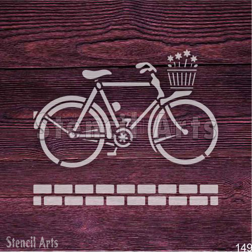 Bicycle and Brick Wall DIY Decorative Stencil for Home Decor & Card Templates