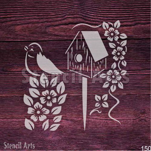 Kuş Evi Çiçek Boyama İçin Kendin Yap Katman Şablonu