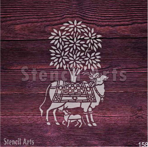 Cow with Calf Under Tree DIY Decorative Stencil for Home Decor & Card Templates