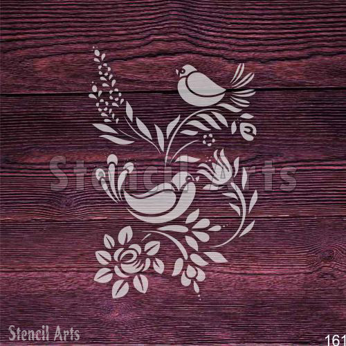 Çiçek Dallarındaki Kuşlar Şablonu - Duvar Sanatı, Mobilya ve Kendin Yap El Sanatları için Güzel Doğa Tasarımı