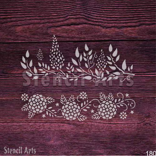 Çiçekli Kenar Şablonu - Duvarlar, Mobilyalar ve Kendin Yap El Sanatları için Zarif Çiçek Deseni