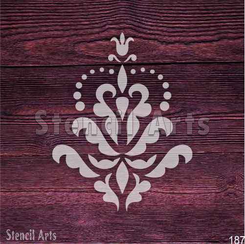 Lavish Fleur Damask Şablonu – Duvarlar, Mobilyalar ve Kendin Yap El Sanatları için Yeniden Kullanılabilir Şık Tasarım