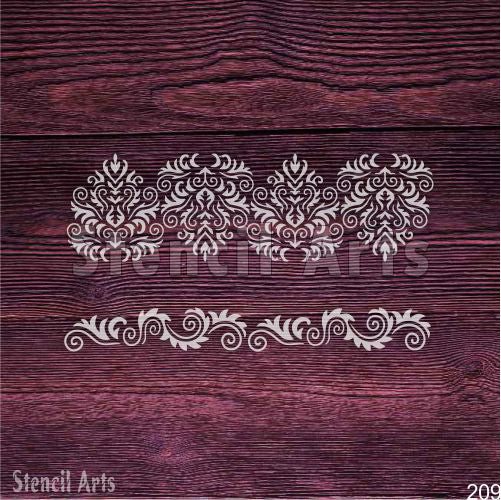 Damask Pattern Border Stencil β Reusable Elegant Design for Walls, Furniture & Crafts