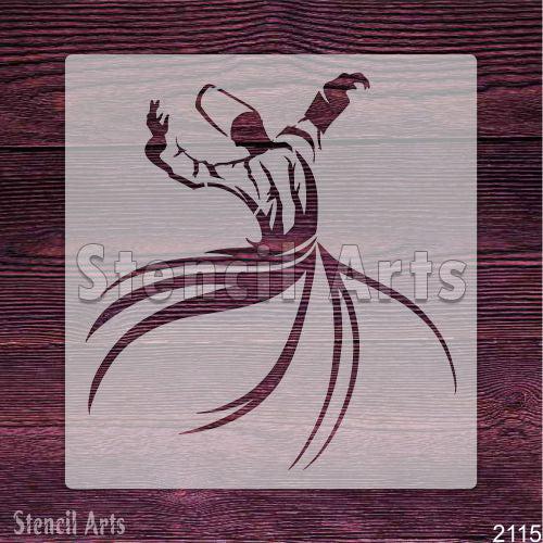 Dervish Dance Illustration Stencil | Sufi Whirling Dervish Calligraphy | Worldwide Shipping