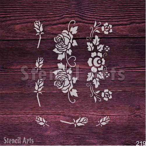 Gül Çiçek Köşesi ve Kenar Şablonu – Duvarlar, Mobilyalar ve El Sanatları için Yeniden Kullanılabilir Çiçek Tasarımı