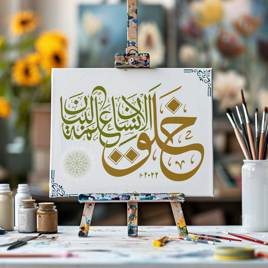 Khalaqnal Insana Allamahul Bayan Calligraphy Stencil – Arabic Islamic Stencil for Canvas, Wall