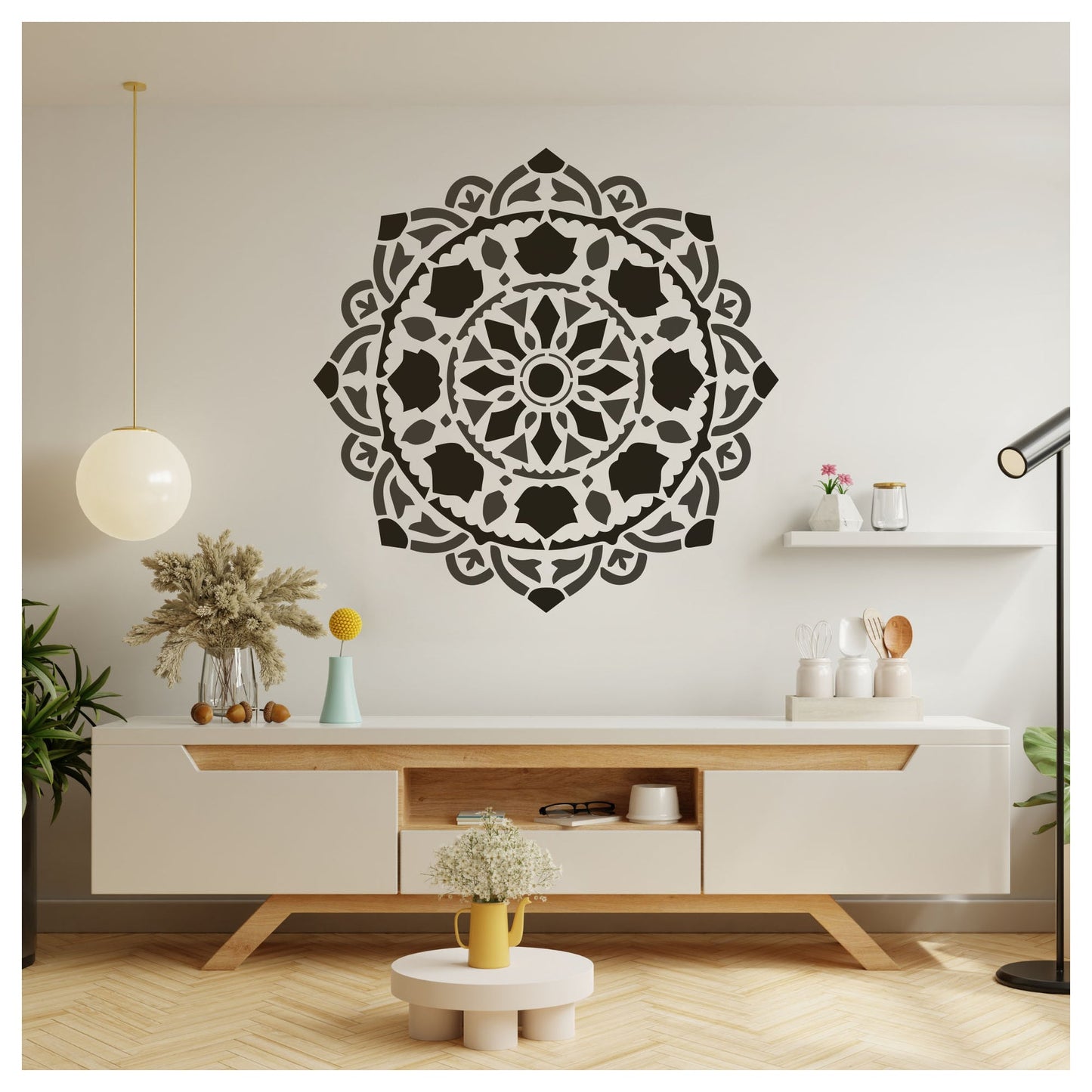 Blooming Deco Mandala Stencil – Floral Geometric Design for Home Decor & DIY Crafts