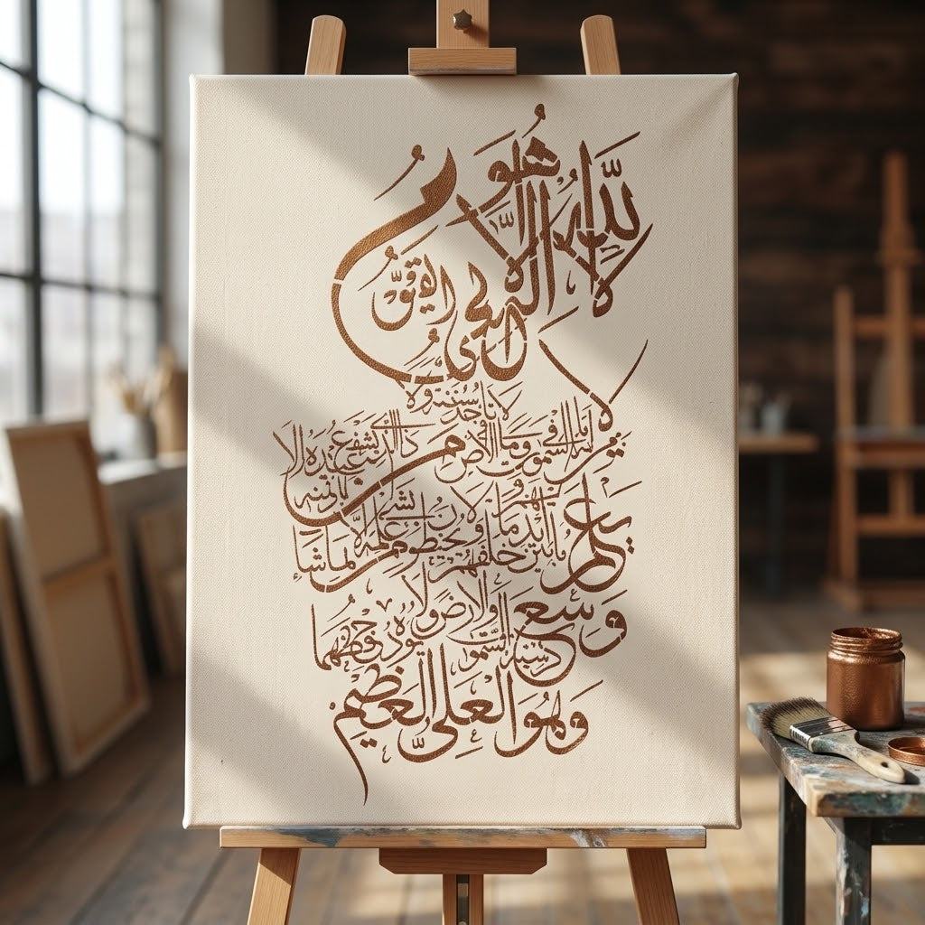 Ayat Ul-Kursi Stencil – Reusable Arabic Calligraphy Islamic Wall Art Template