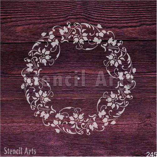 Round Flower Border Stencil for Elegant Designs | StencilArts