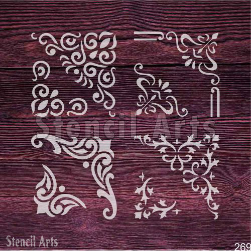 Premium 4 Corner Stencils for Wall Decor, Canvas, DIY Projects | StencilArts