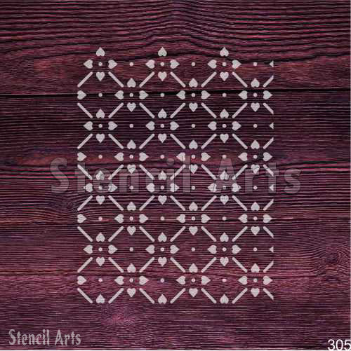 Heart & Dot Trellis Stencil - Sweet & Simple Geometric Design for Decor