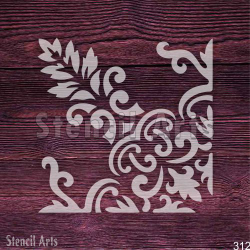 Flourish Corner Stencil - Decorative Design for Walls & Crafts