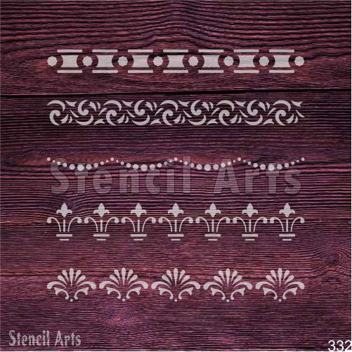 Decorative Border Stencils - Variety Pack for Walls, Crafts & More