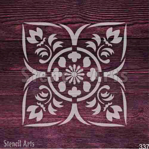 Floral Medallion Tile Stencil - Elegant Design for Walls & Crafts
