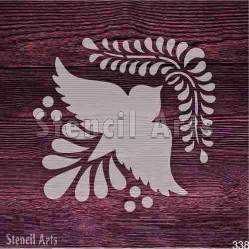Folk Art Bird Stencil - Whimsical Design for DIY Decor & Crafts