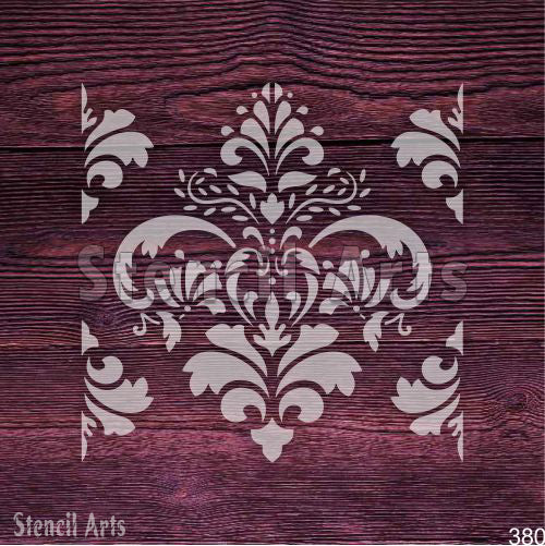 Floral Damask Motif Stencil - Elegant Design for Home Decor