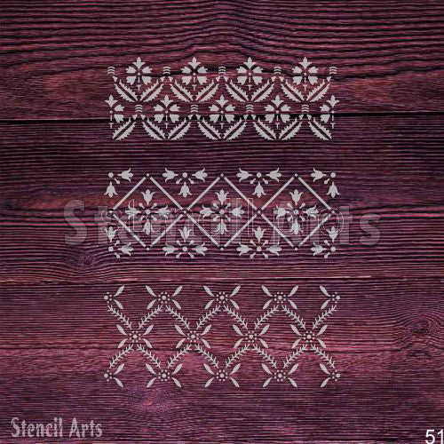 Floral Lace Border Stencil for DIY Painting on Wall, Fabric, and Furniture