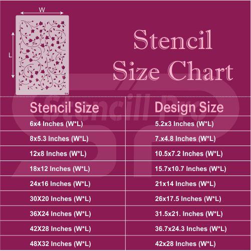 Duvarlar, Mobilyalar ve Kumaş Tasarımları için Violet Vibes Çiçek Desenli Kendin Yap Boyama Şablonu