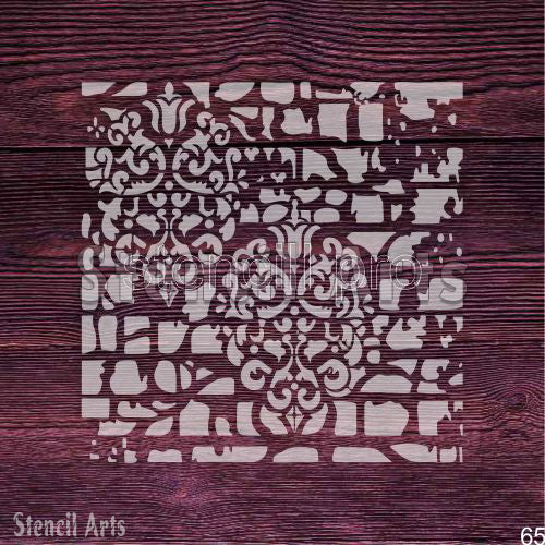Brick Wall and Damask Pattern Stencil for Wall Art, Floor Design, and Crafts