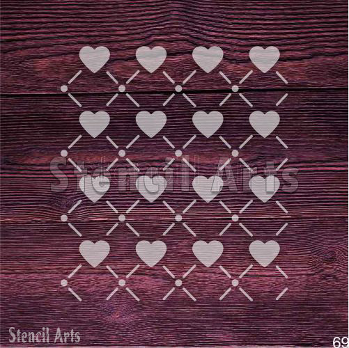 Ahşap, Tuval ve Kumaş Dekorasyonu için Kalp Çizgi Desenli Yeniden Kullanılabilir Şablon