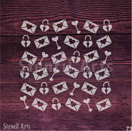 Kek ve Kumaş DIY projeleri için Kalp Mesaj Desen Şablonu