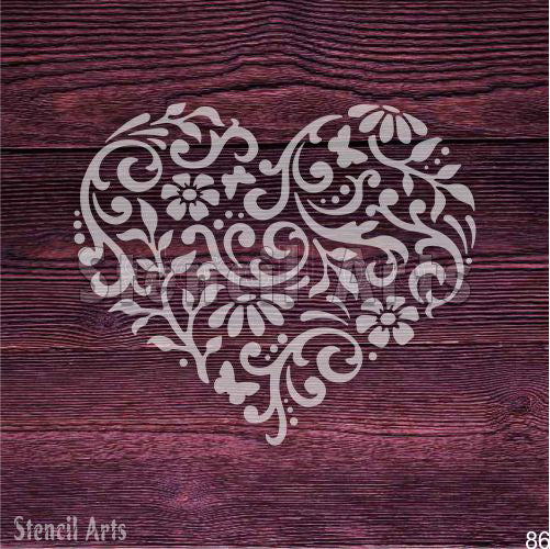 Duvar İçin Çiçekli Kalp Tasarım Şablonu Kendin Yap Ev Sanatı ve El Sanatları İçin Şablon