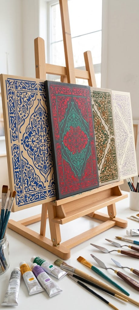 Persian Carpet Motif Stencil – Reusable Traditional Rug Pattern Template
