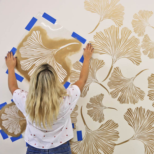 Ginkgo Leaf Stencil – Reusable Botanical Pattern for Wall, Fabric & DIY Crafts