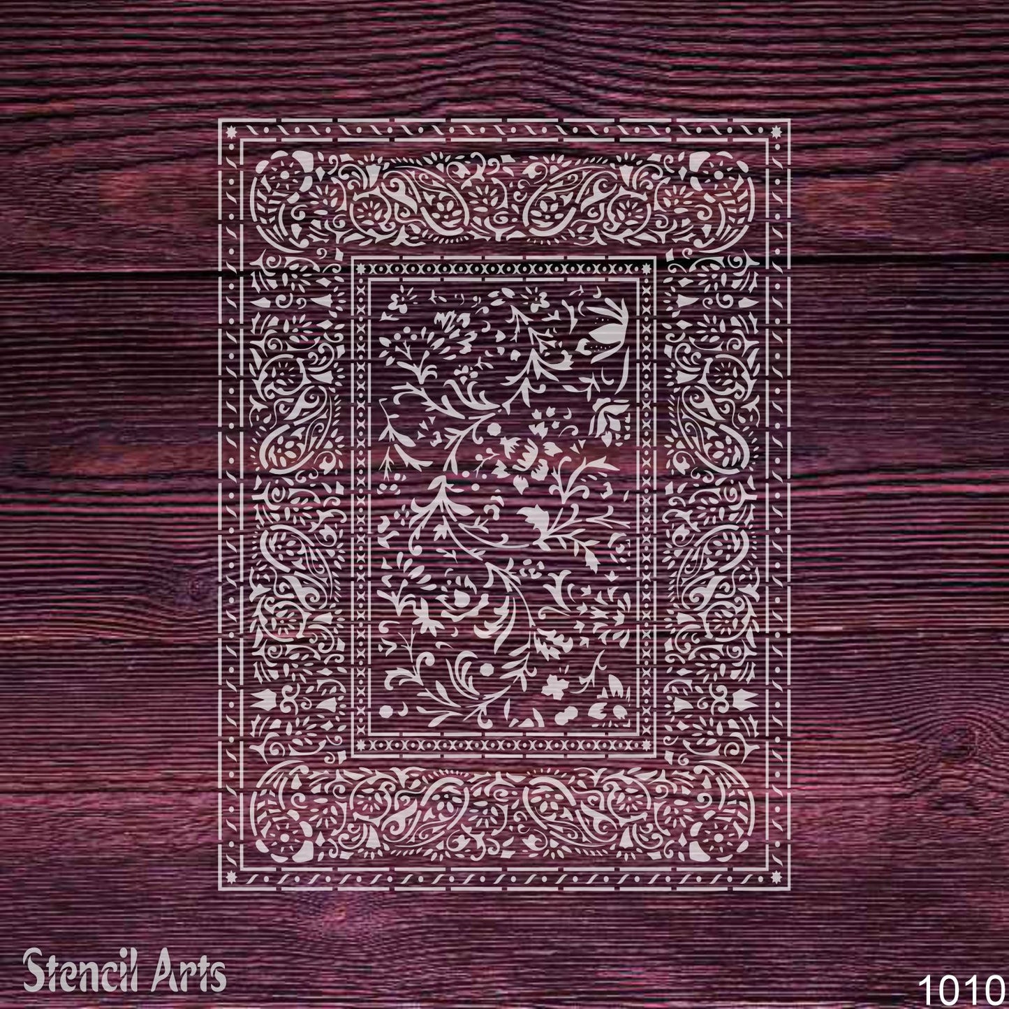 Indian Mughal Style Carpet Border Stencil & Vines Template for Wall, Furniture & Fabric Painting