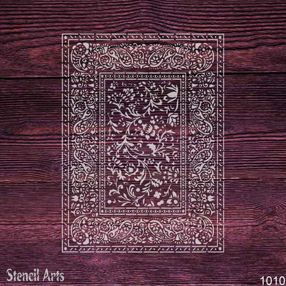 Indian Mughal Style Carpet Border Stencil & Vines Template for Wall, Furniture & Fabric Painting
