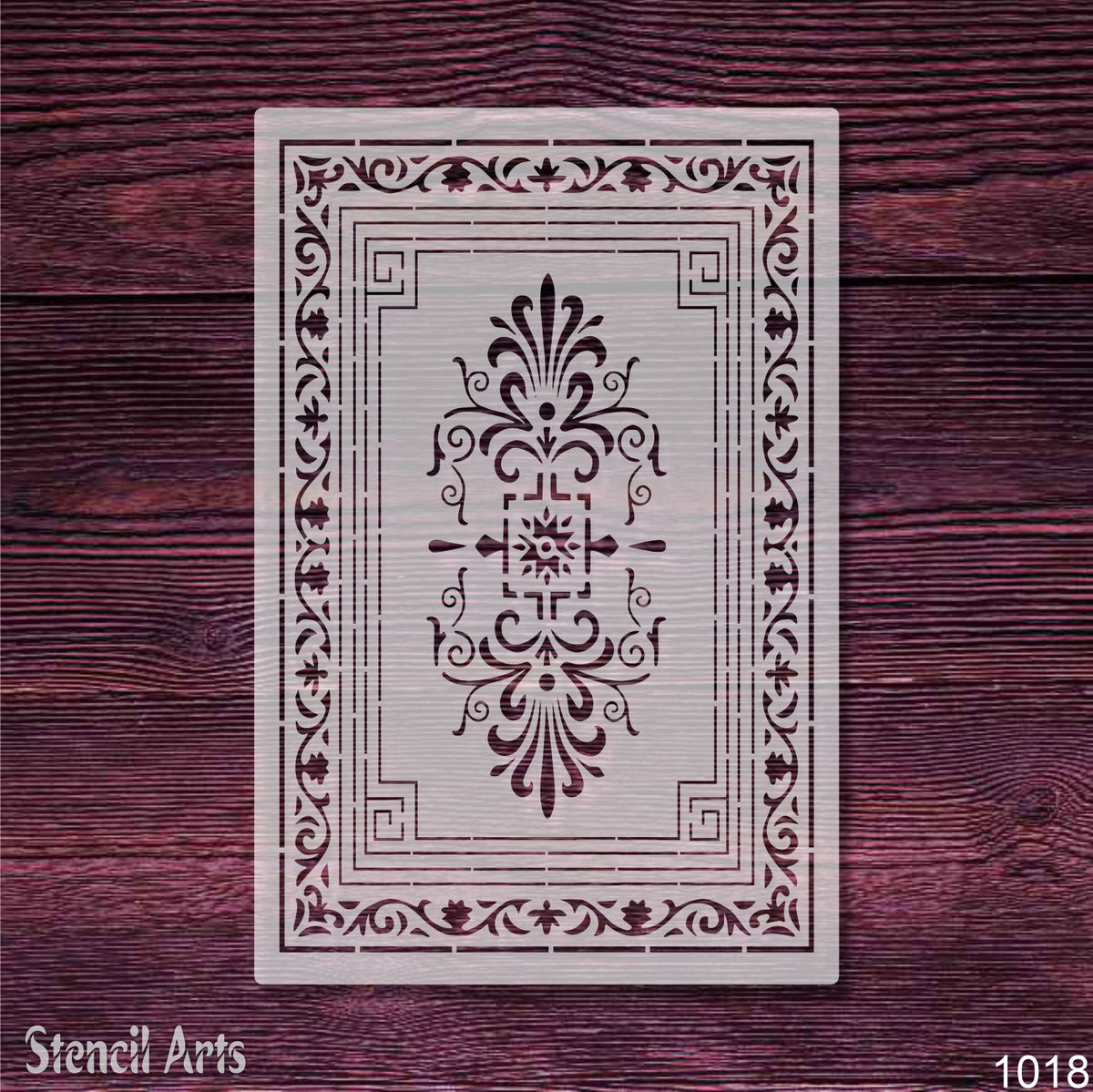 Classic Greek Key Stencil with Fleur-de-Lis Emblem – Vintage Ornamental Border Template