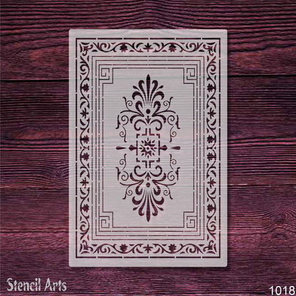 Classic Greek Key Stencil with Fleur-de-Lis Emblem – Vintage Ornamental Border Template