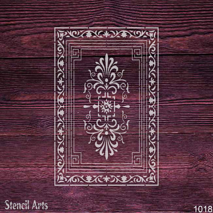 Classic Greek Key Stencil with Fleur-de-Lis Emblem – Vintage Ornamental Border Template