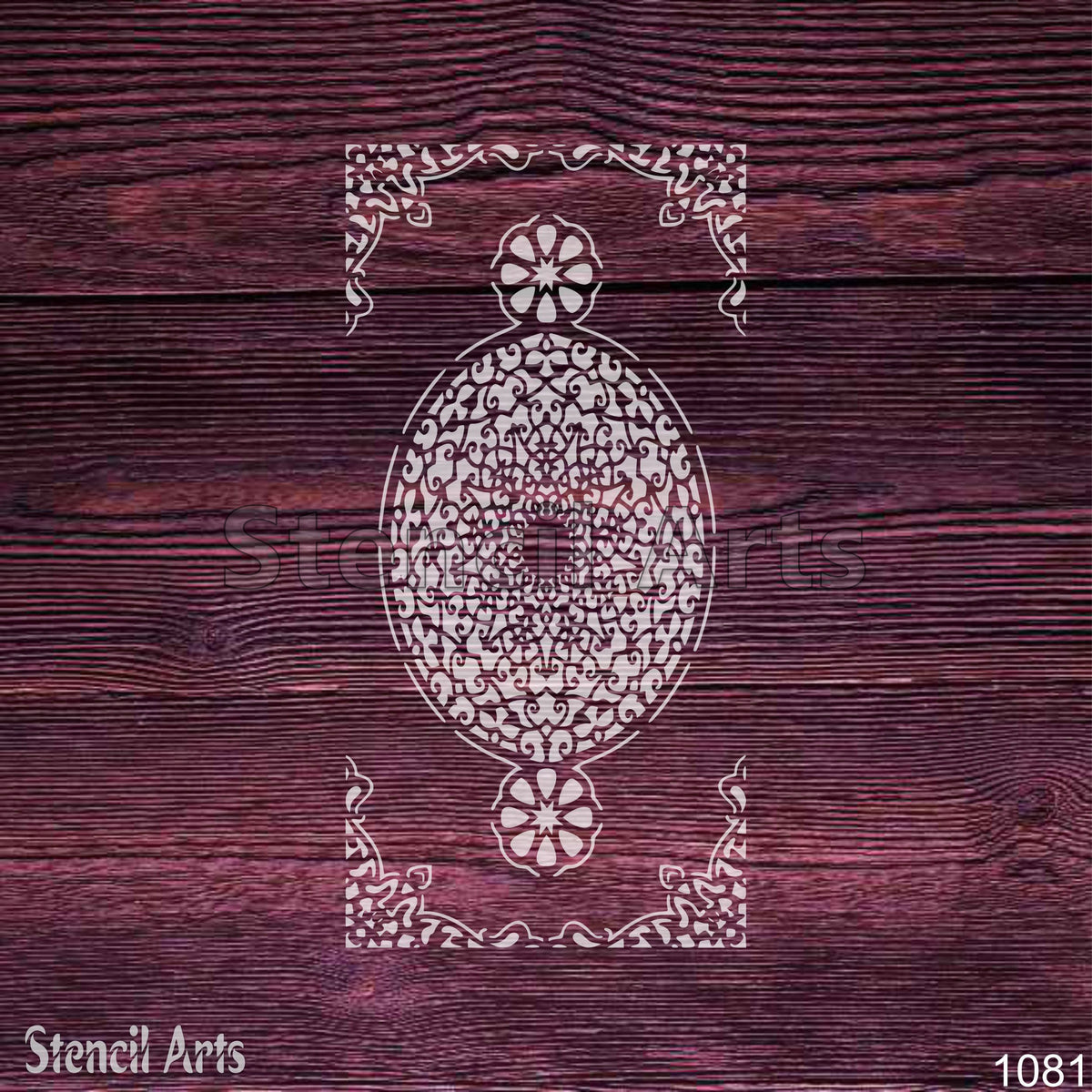 Oval Filigree Medallion Carpet Stencil – Arabic Arabesque & Rosette Pattern for Floors, Furniture & Walls