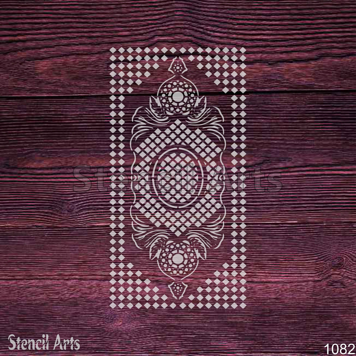 Geometric Diamond Lattice Carpet Stencil – Baroque Medallion & Scrollwork Pattern for Floors, Furniture & Walls