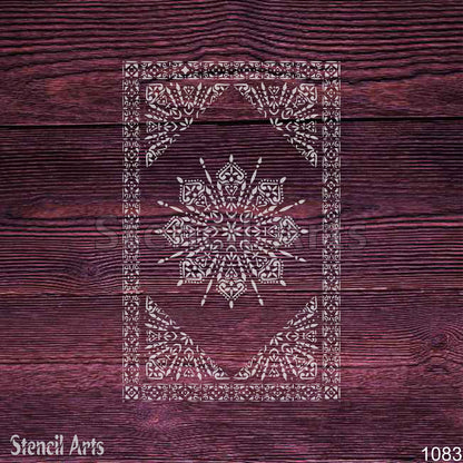 Radiant Mandala Medallion Carpet Stencil – Sunburst Pattern & Decorative Border for Floors, Furniture & Walls