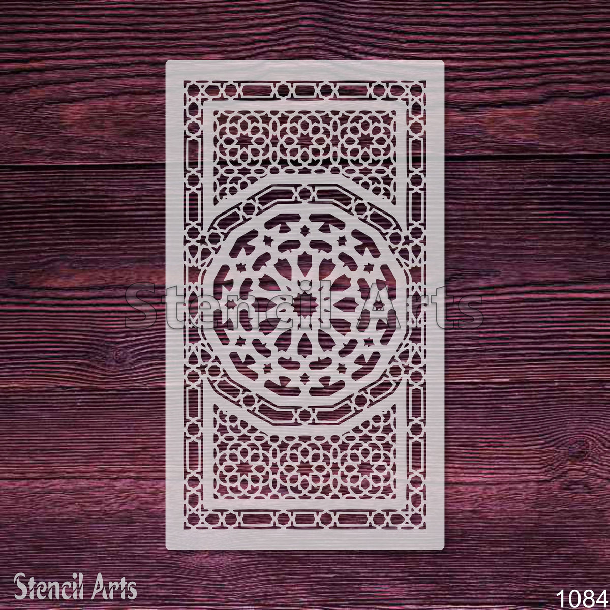 Islamic Geometric Medallion Carpet Stencil – Moroccan Star Lattice Pattern for Floors, Furniture & Walls