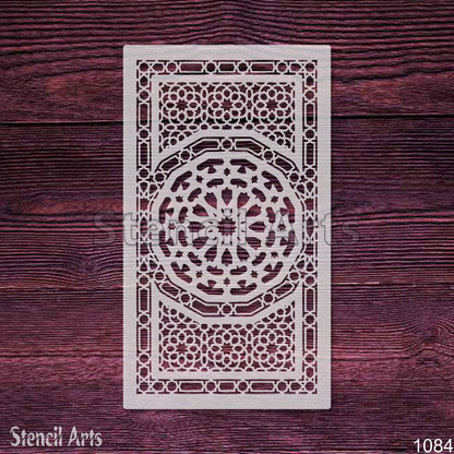 Islamic Geometric Medallion Carpet Stencil – Moroccan Star Lattice Pattern for Floors, Furniture & Walls