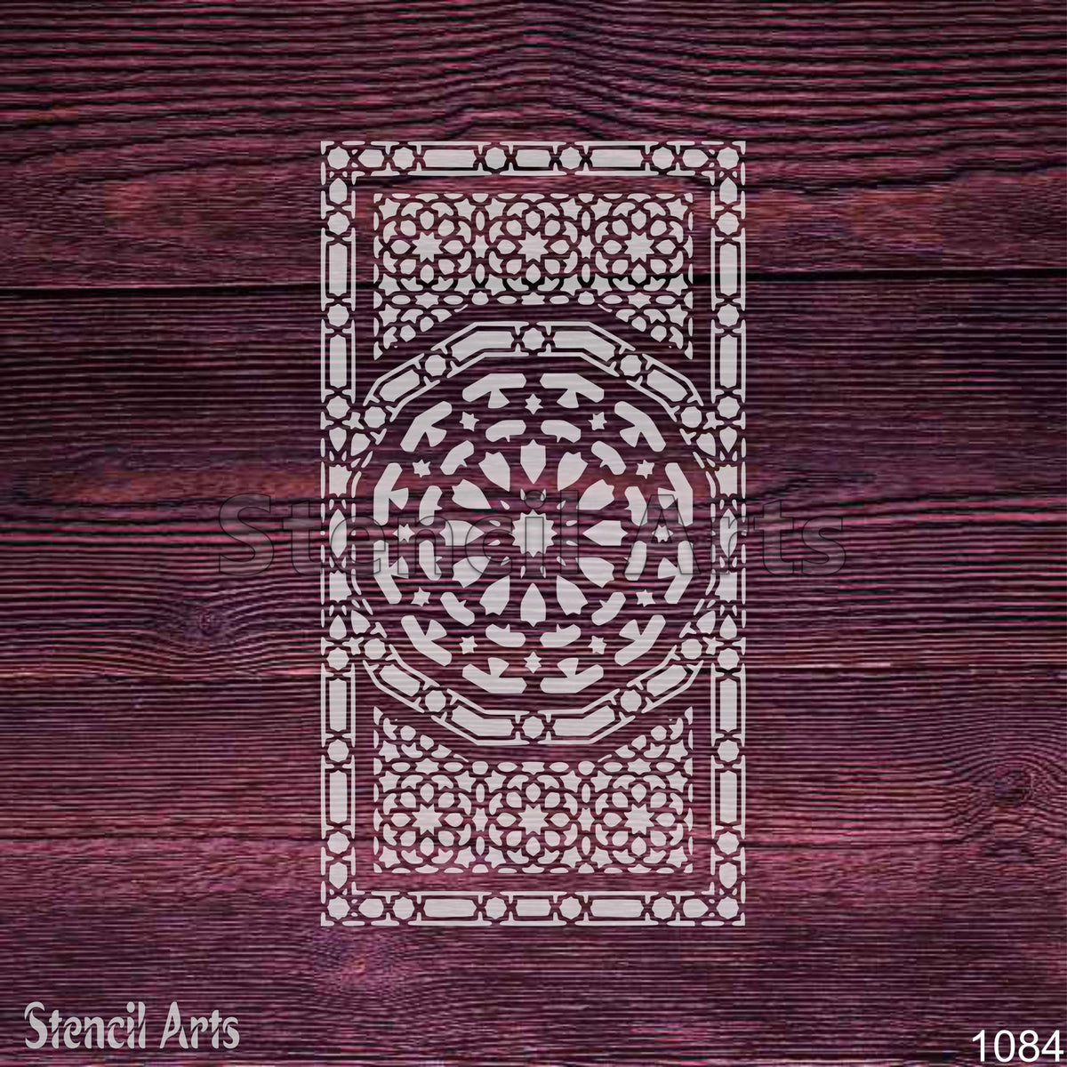 Islamic Geometric Medallion Carpet Stencil – Moroccan Star Lattice Pattern for Floors, Furniture & Walls
