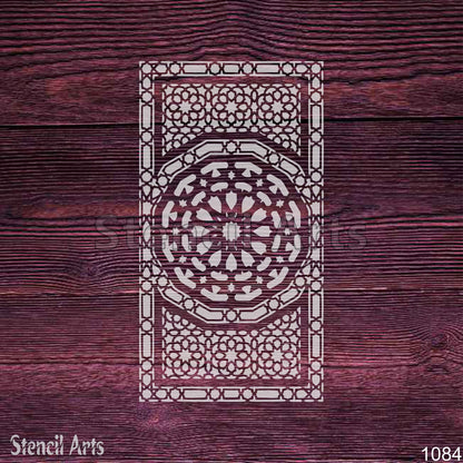 Islamic Geometric Medallion Carpet Stencil – Moroccan Star Lattice Pattern for Floors, Furniture & Walls