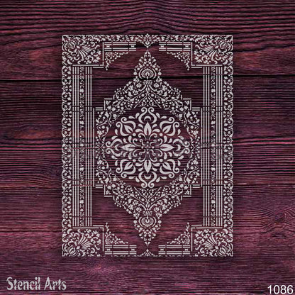 Grand Persian Rug Pattern Stencil – Reusable Large-Scale Rug Design for Carpet and Walls