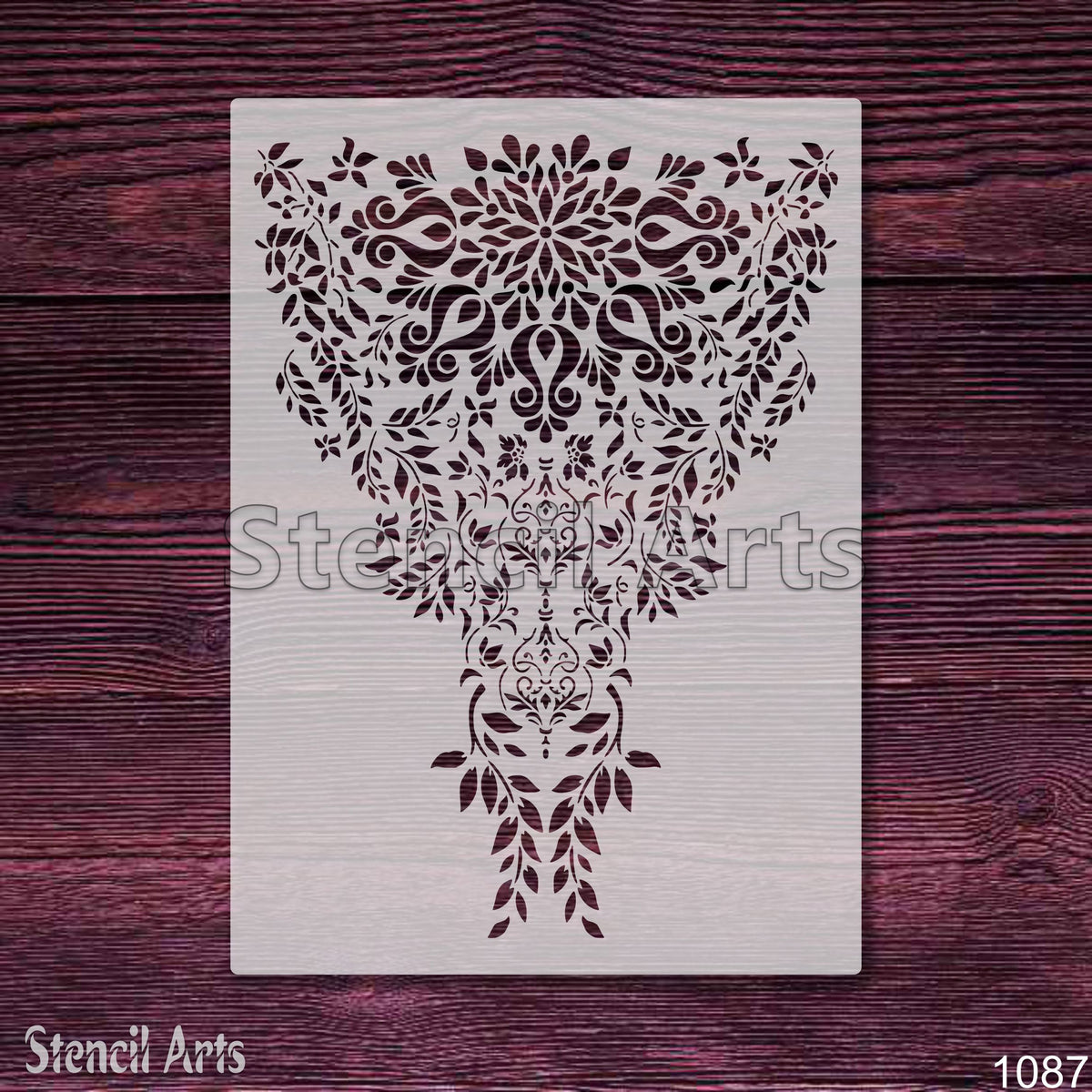 Vintage Floral Edge Stencil – Large Botanical Motif & Border Template