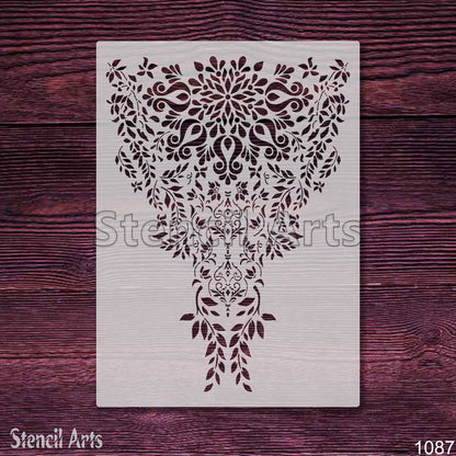 Vintage Floral Edge Stencil – Large Botanical Motif & Border Template