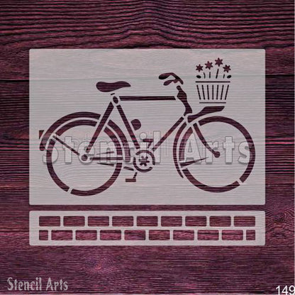 Bicycle and Brick Wall DIY Decorative Stencil for Home Decor & Card Templates