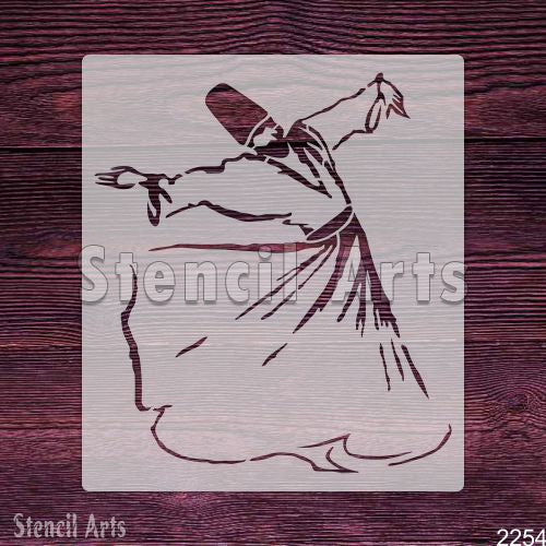 Darwaish Dance Stencil – Whirling Sufi Dervish Islamic Art Template by Stencil Arts